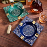 CigarLoong CL-008 arabesque four-cigar ceramic ashtray, alternate product view 1