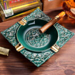 CigarLoong CL-008 arabesque four-cigar ceramic ashtray, alternate product view 2