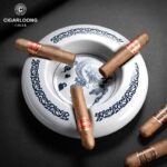 CigarLoong CL-010 dragon motif three-cigar ceramic ashtray, alternate product view 2