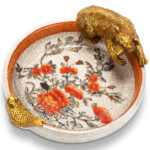 CigarLoong CL-013 gold-inlaid animal motif single-cigar ceramic ashtray, alternate product view 4