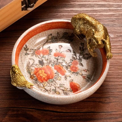 CigarLoong CL-013 gold-inlaid animal motif single-cigar ceramic ashtray