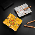 CigarLoong CL-014 rectangular Opus X motif four-cigar ceramic ashtray, alternate product view 1