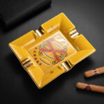 CigarLoong CL-014 rectangular Opus X motif four-cigar ceramic ashtray, alternate product view 2
