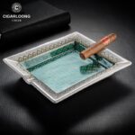 CigarLoong CL-015 solid-color two-cigar ceramic ashtray, alternate product view 2