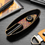 CigarLoong CL-016 floral inlay single-cigar ceramic ashtray with gold trim, alternate product view 4