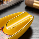 CigarLoong CL-016 floral inlay single-cigar ceramic ashtray with gold trim, alternate product view 7