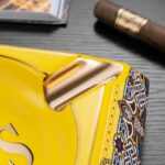 CigarLoong CL-019 Opus X motif four-cigar ceramic ashtray, alternate product view 1