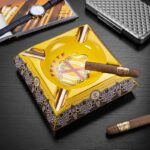 CigarLoong CL-019 Opus X motif four-cigar ceramic ashtray