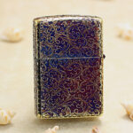 Japanese Zippo smoked gold circle dragon lighter – alternate view 1