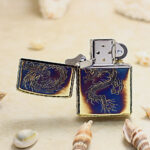 Japanese Zippo smoked gold circle dragon lighter – alternate view 2