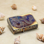 Japanese Zippo smoked gold circle dragon lighter – alternate view 4