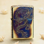 Japanese Zippo smoked gold circle dragon lighter