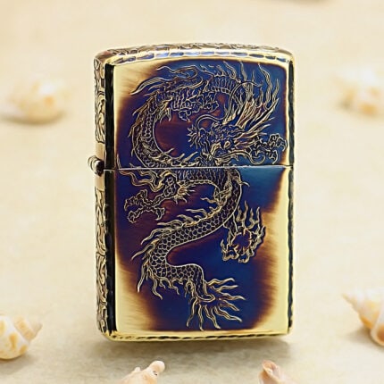 Japanese Zippo smoked gold circle dragon lighter