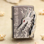 Japanese Zippo Black Ice dragon head emblem lighter