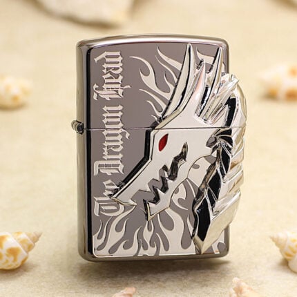 Japanese Zippo Black Ice dragon head emblem lighter