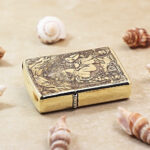 KZ173 medieval heraldic engraving on Zippo Armor lighter, reverse view