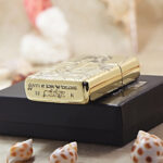 KZ178 high-polish brass Xi Shi Zippo Armor lighter, side view