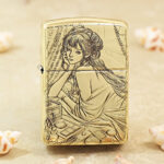 KZ178 Xi Shi five-side brass Zippo Armor lighter, front view