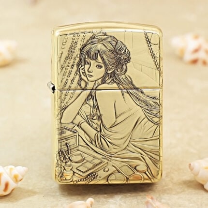 KZ178 Xi Shi five-side brass Zippo Armor lighter, front view