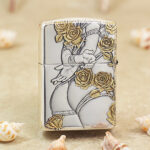 KZ195 Rose Girl engraved portrait, close-up detail
