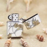 KZ195 Rose Girl five-side engraved Zippo Armor lighter shown open