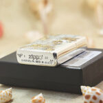 KZ195 silver-tone Rose Girl Zippo Armor lighter, angled view