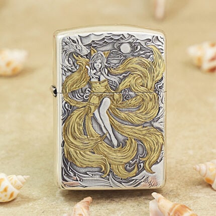 KZ208 nine-tailed fox girl Zippo Armor lighter, front view