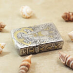 Angled view of the Mythological Figures Zippo Armor lighter