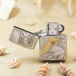 Open Scent of a Woman Zippo Armor lighter showing the front portrait artwork