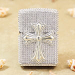 Zippo White Full Crystal Cross Jacket Lighter