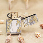 Open silver-tone Zippo Armor lighter showing the reverse ornamental engraving