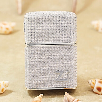 Zippo White Full Crystal Logo Jacket Lighter