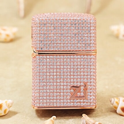 Zippo Rose Gold-Tone Full Crystal Logo Jacket Lighter