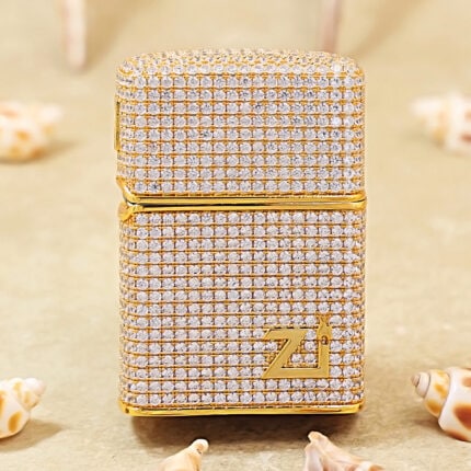 Zippo Gold-Tone Full Crystal Logo Jacket Lighter