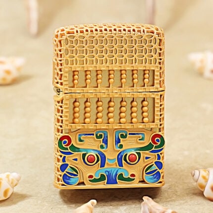 Zippo Gold-Tone Enamel Auspicious Beasts Jacket Lighter