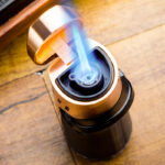 LUBINSKI YJA-10038 3-in-1 single-jet cigar lighter with punch and cigar rest, detail view