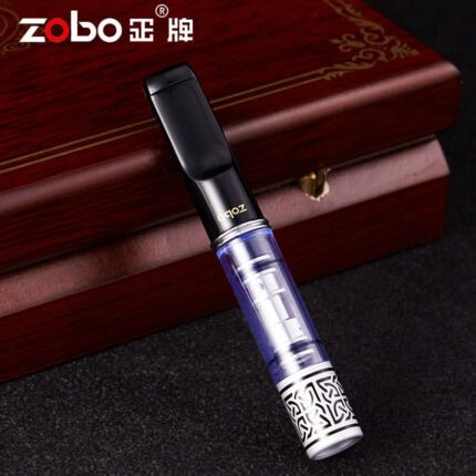 ZOBO ZB-033 lightweight triple-filter cigarette holder in gold and silver