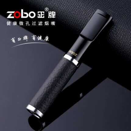 ZOBO ZB-075 reusable brass cigarette filter holder with black and brown leather cases