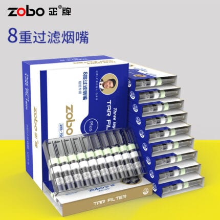 ZOBO ZB-199 Series eight-layer disposable cigarette filters in 100-piece box