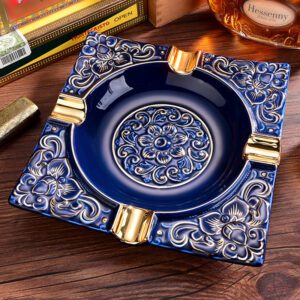 CigarLoong Painted Four Slot Cigar Arabesque Ceramics Ashtray