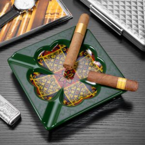CigarLoong Painted Four Slot Cigar Stars Ceramics Ashtray