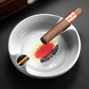 CigarLoong Painted Two Slot Cigar Pattern Ceramics Ashtray