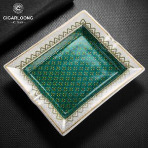 CigarLoong Painted Two Slot Cigar Solid Color Pattern Ceramics Ashtray