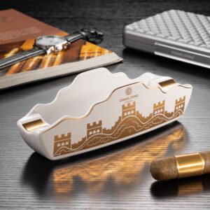 CigarLoong Painted Two Slot Cigar Great Wall Ceramics Ashtray