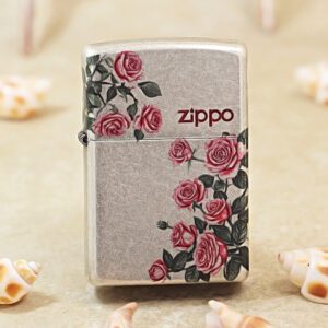 Zippo Classic Antique Silver Rose Lighter