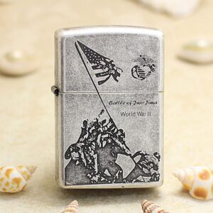 Zippo Classic Antique Silver Battle of Iwo Jima Lighter
