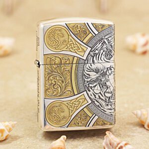 Zippo Armor Etching Silver With Inlay Gold The Four Horsemen of the Apocalypse Lighter