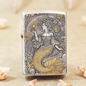 Zippo Armor Etching Silver With Gold The Mermaid Lighter
