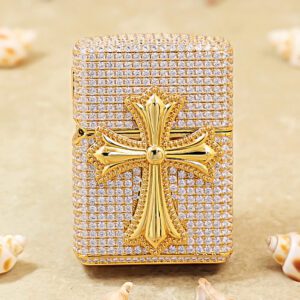 Zippo Luxury Swarovski Gold Crystal Cross Lighter