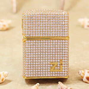 Zippo Luxury Swarovski Gold Crystal With Logo Lighter